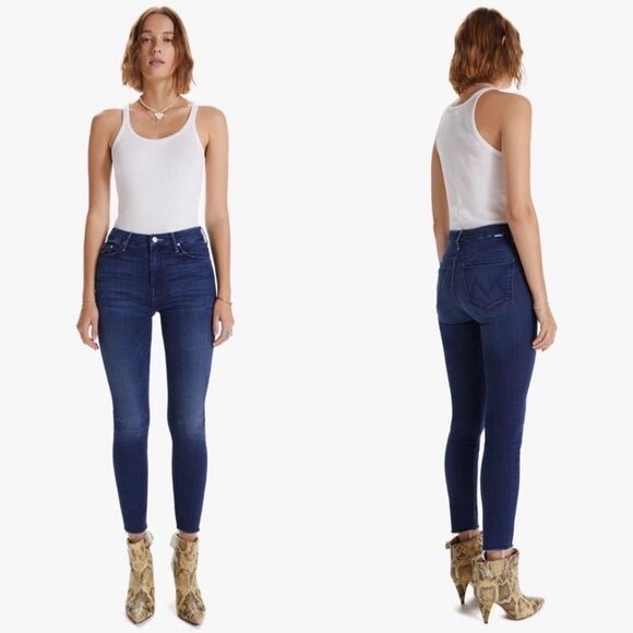 Mother Women’s Size 27 High Waist Looker Ankle Fray‎ Jeans Soft Stretch Denim - Picture 6 of 14